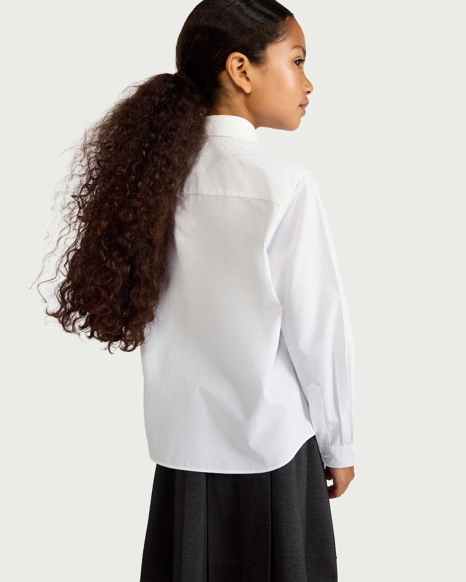 image 1 of F&F School Girls 5-Pack Long Sleeved Shirts in White