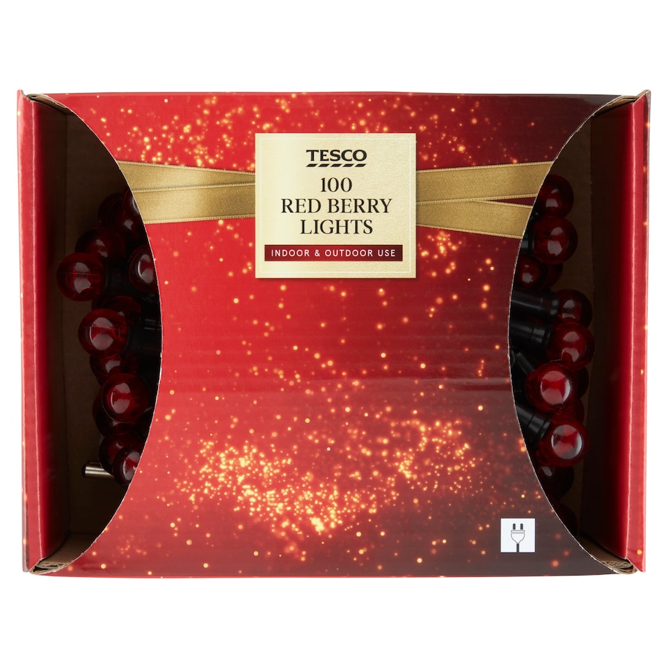 Tesco 100 db-os piros, bogyós izzósor