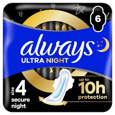 Always Ultra Secure Night hygienické vložky (veľkosť 4) vložky s krídelkami 6 ks]
