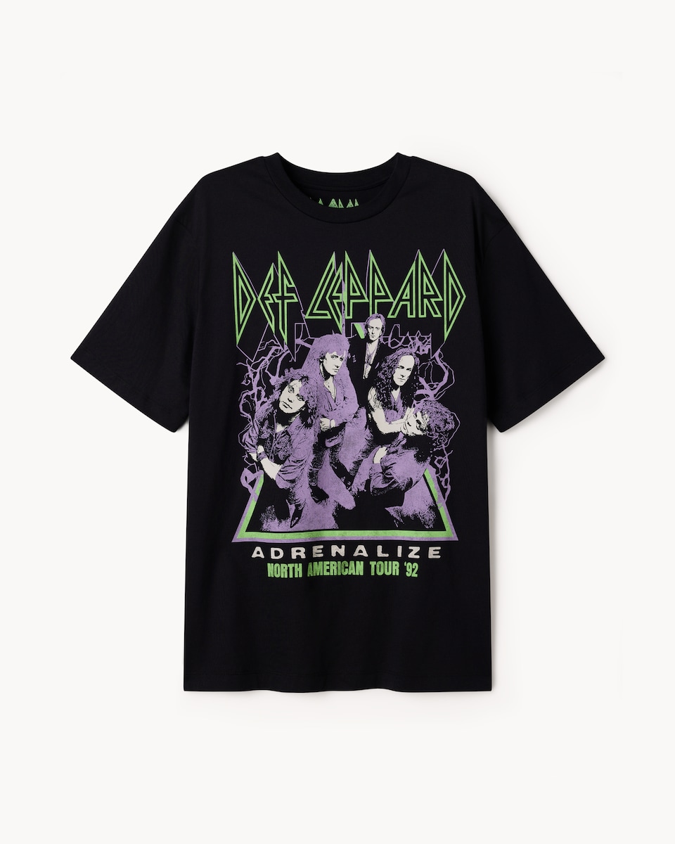 image 1 of Def Leppard Pure Cotton Printed T-Shirt in Black