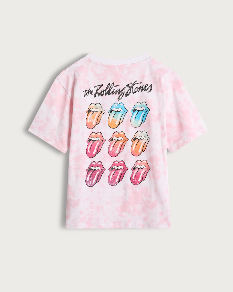 image 1 of The Rolling Stones Tie-Dye T-Shirt in Pink