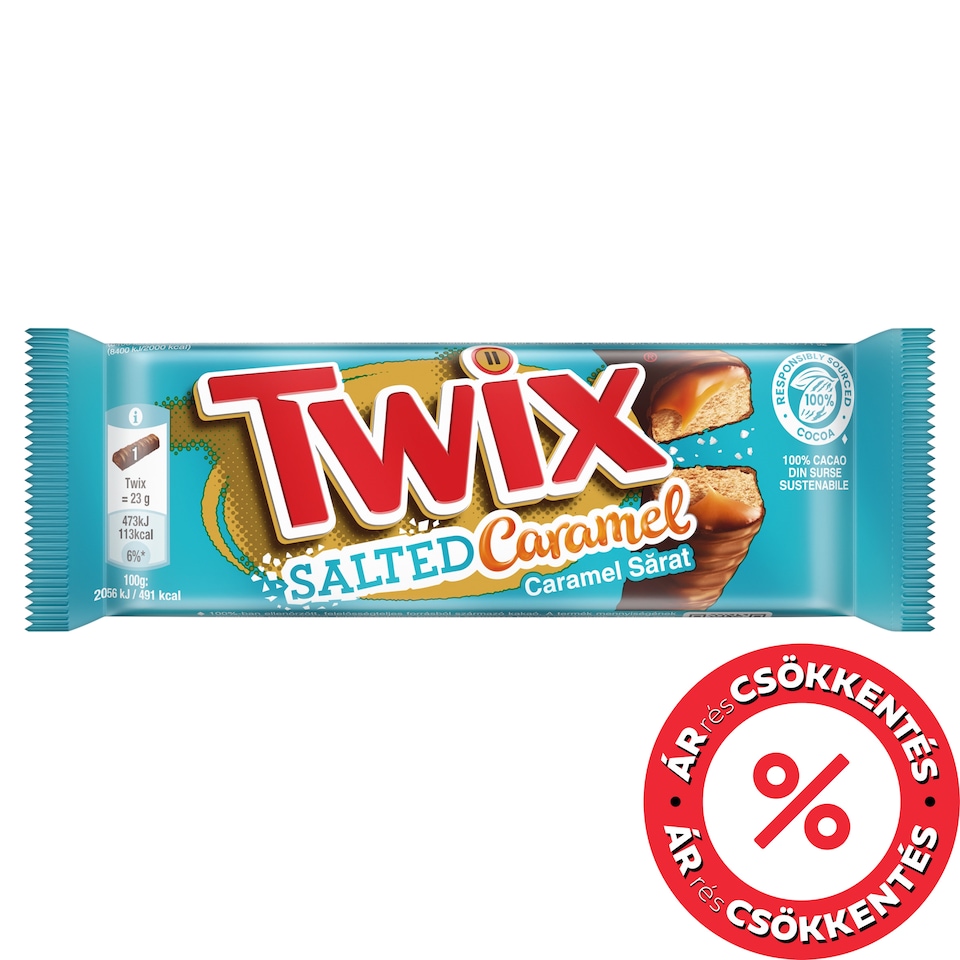 Twix Salted Caramel Biscuit Bar with Caramel Dipped in Milk Chocolate 2 x 23 g (46 g)