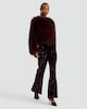 image 1 of F&F Velvet Sequin Flared Trousers in Burgundy