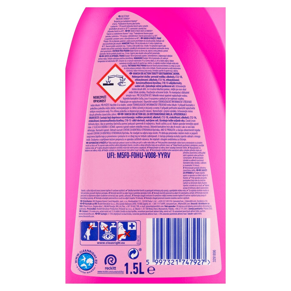 obrázok 1 z Vanish Oxi Action Tekutý odstraňovač škvŕn 1,5 l