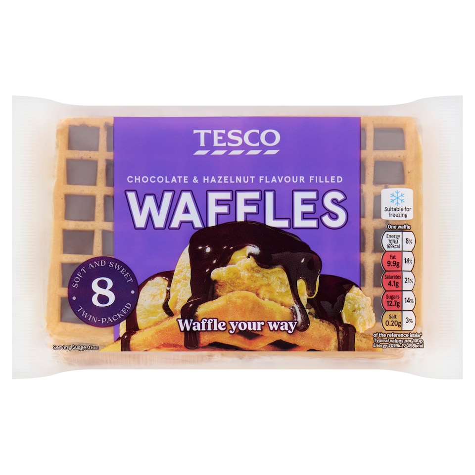 Tesco Chocolate & Hazelnut Flavour Filled Waffles 272g