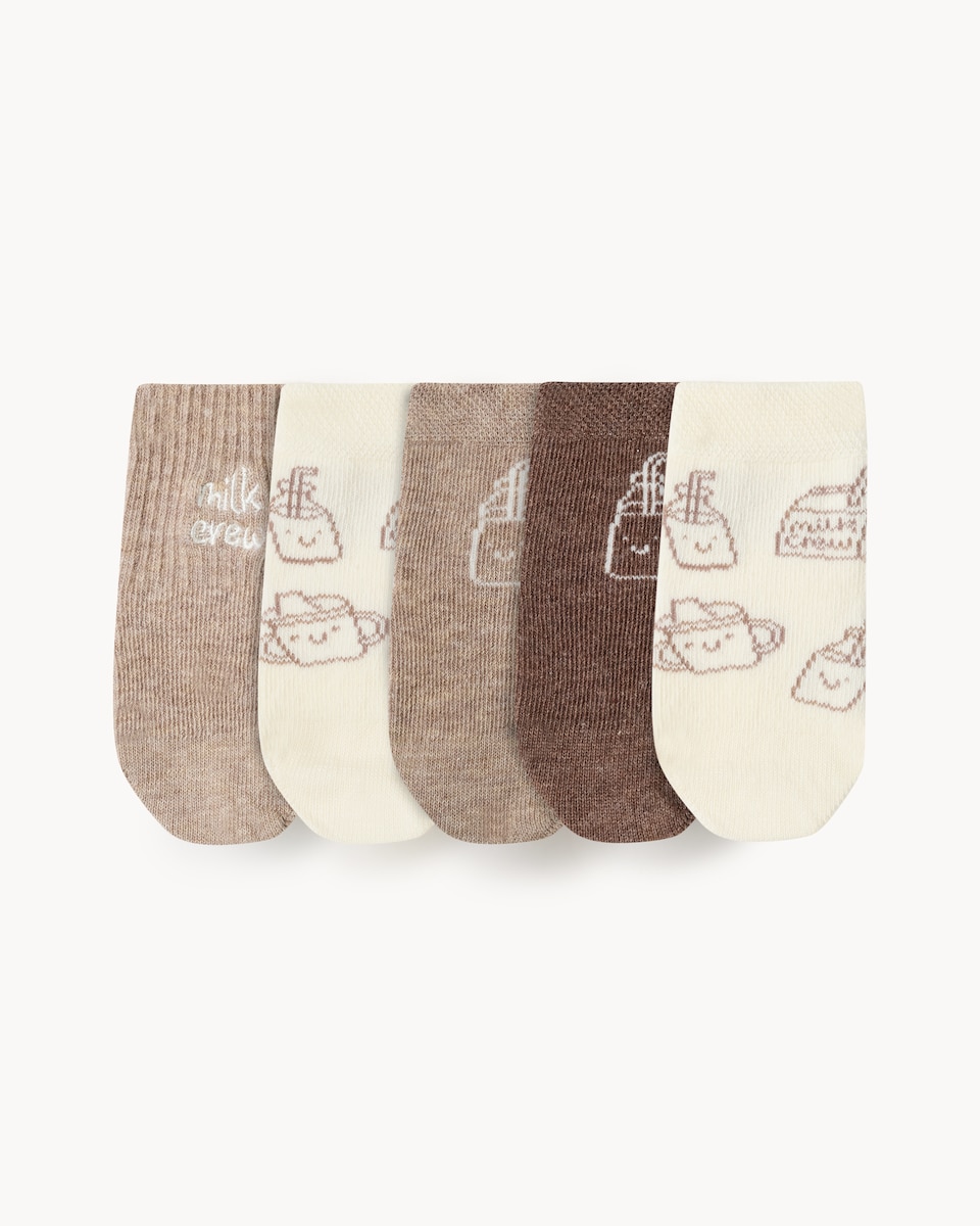 F&F Baby 5-Pack Cotton Blend Milk Crew Socks in Multi