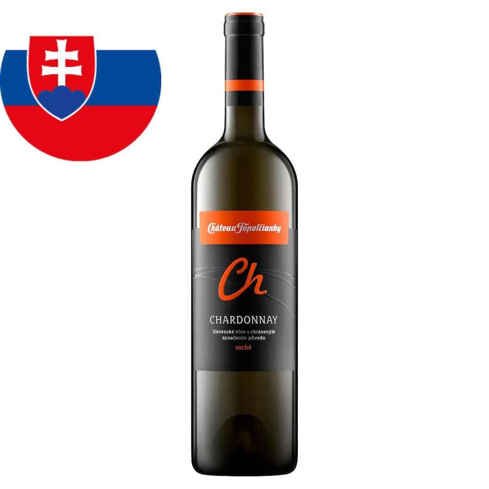 Château Topoľčianky Chardonnay slovenské akostné odrodové víno CH.O.P. suché biele 0,75 l
