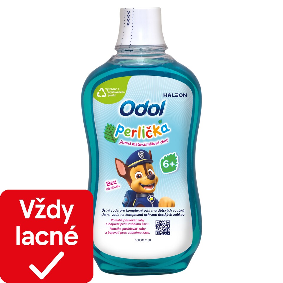 Odol Perlička ústna voda s fluoridom pre deti s jemnou mätovou príchuťou 300 ml