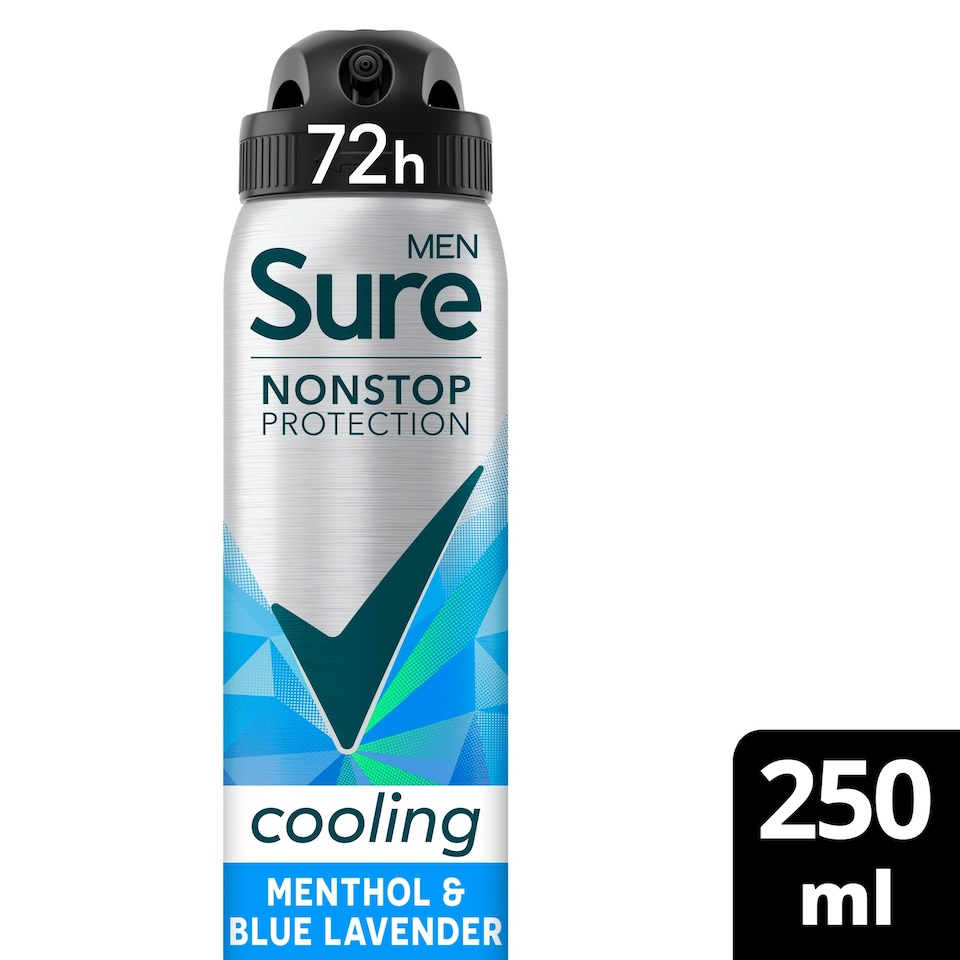 image 1 of Sure Men Nonstop Protection Menthol & Blue Lavender scent 72h  Antiperspirant Deodorant 250ml