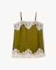 image 5 of The F&F Edit Satin Lace Trim Co-ord Cami Top in Green
