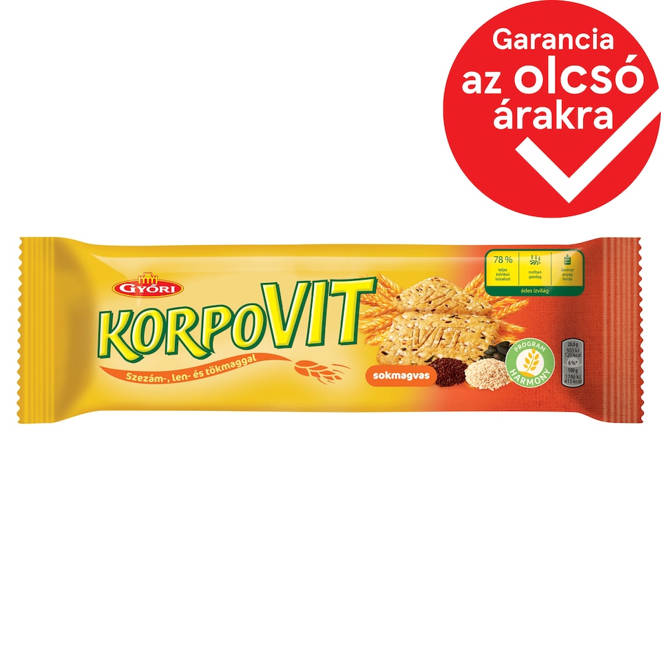 Győri Korpovit Crunchy, Sweet Biscuit with Whole Grains and Seeds 174 g