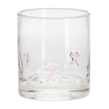 F&F Home Pink Bow Infused Glass Tumbler