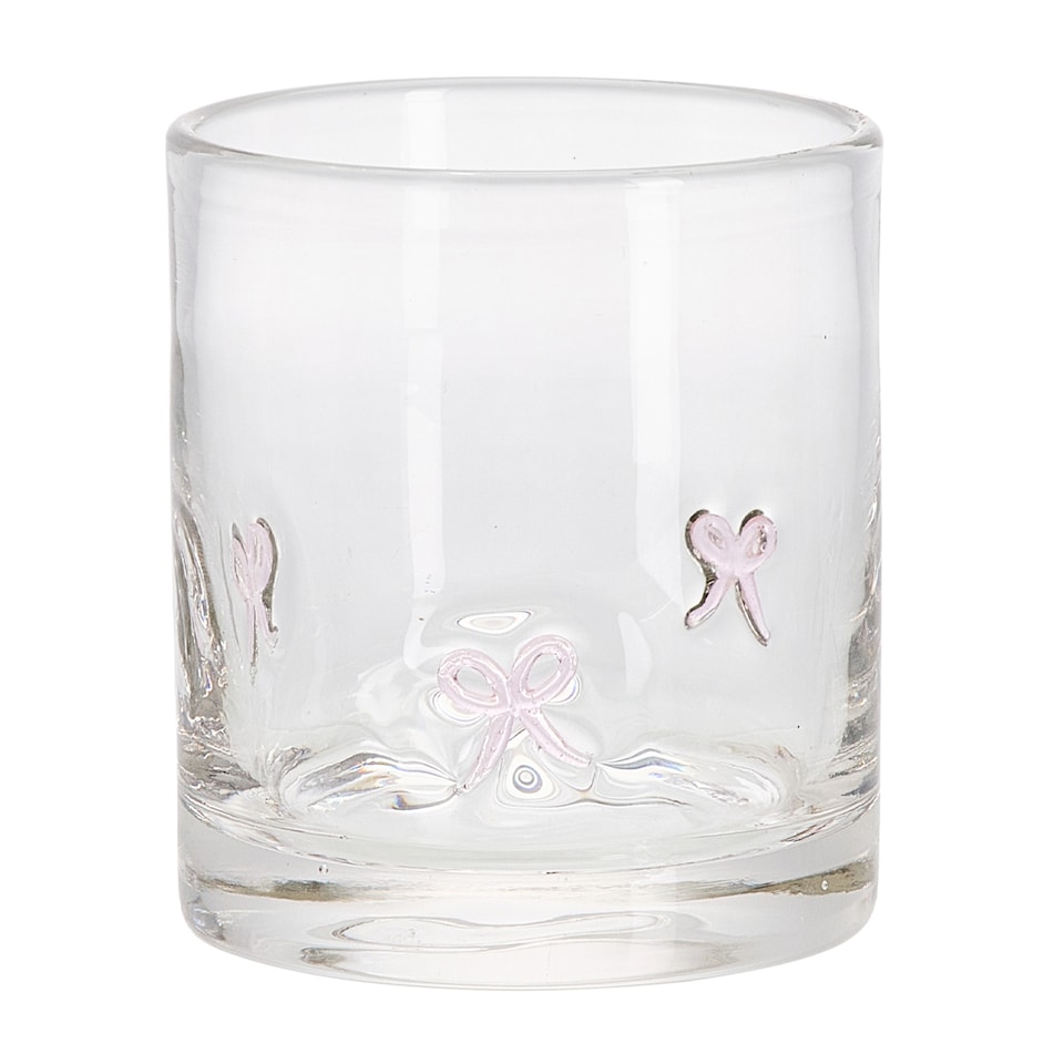 F&F Home Pink Bow Infused Glass Tumbler