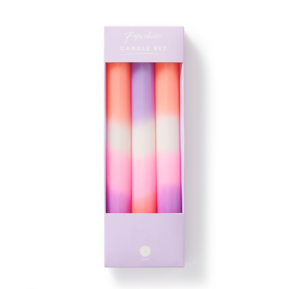 image 1 of Paperchase Set of 3 Neon Taper Candles