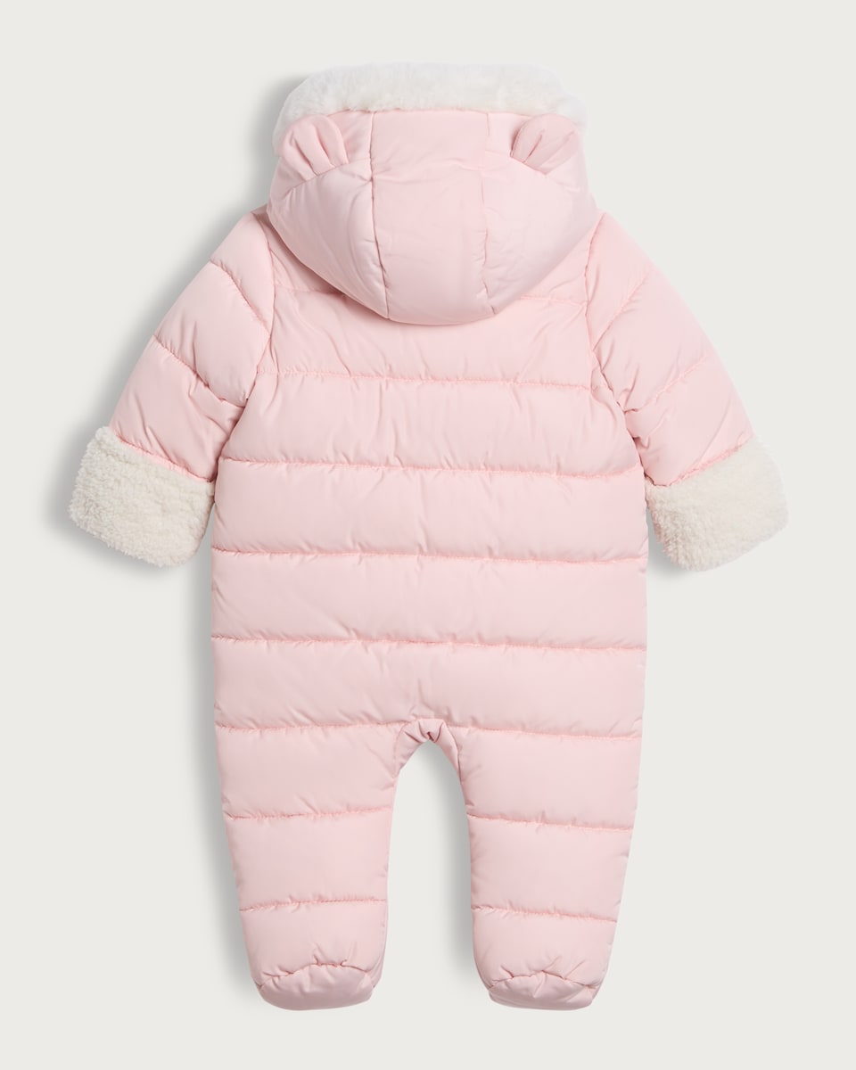 image 1 of F&F Baby Shower Resistant Padded Pramsuit in Pink