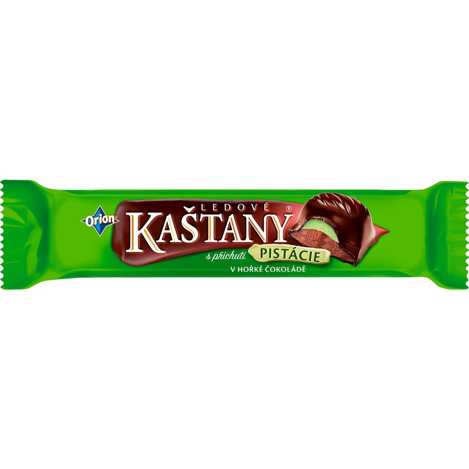 ORION LEDOVÉ KAŠTANY Dark Chocolate Bar with Pistachio and Cocoa Nut Filling 45g