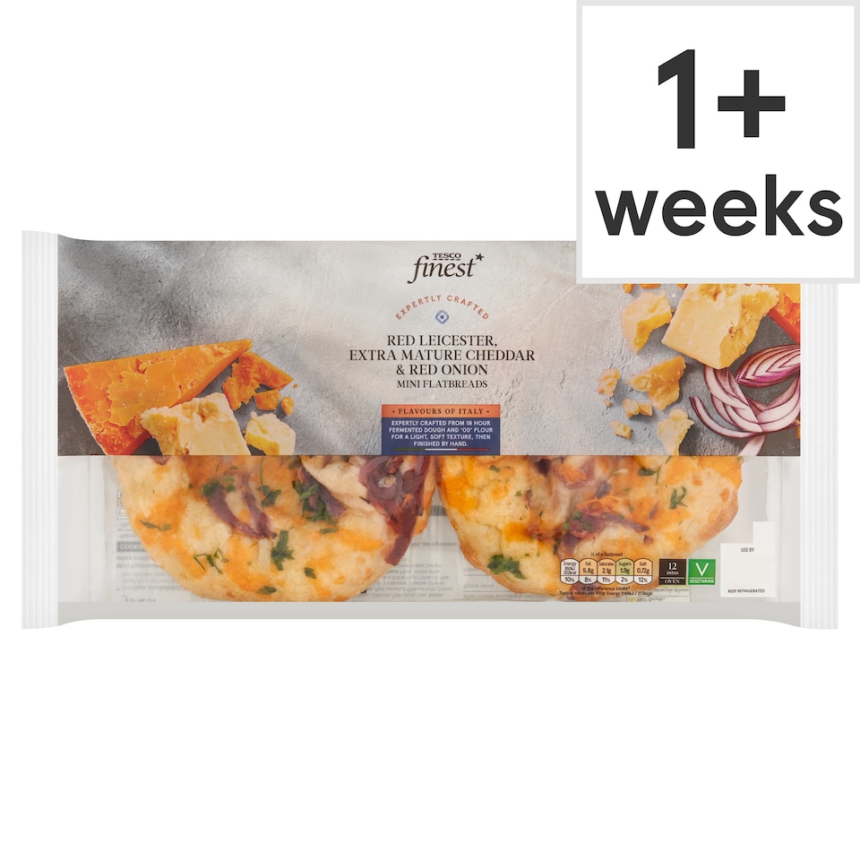 Tesco Finest Cheddar & Onion Flatbread 295 G