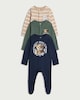 image 1 of F&F Baby 3-Pack Pure Cotton Bear Print Sleepsuits in Blue