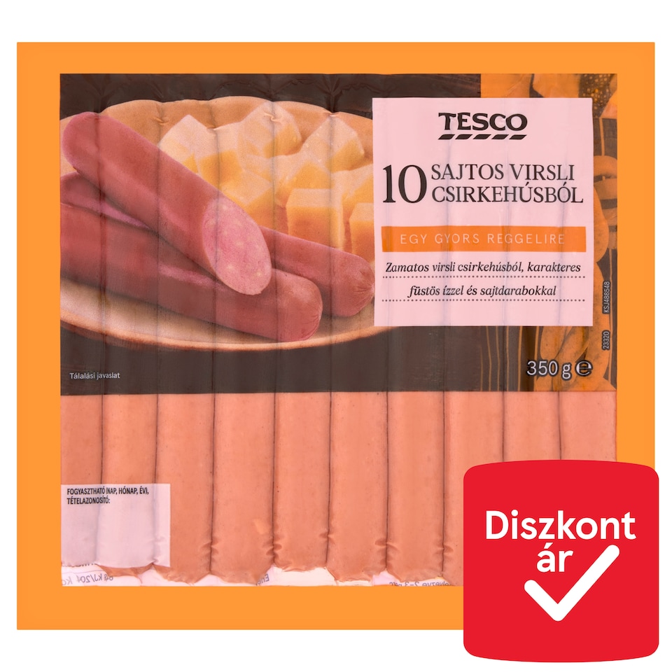 Tesco sajtos virsli csirkehúsból 10 db 350 g