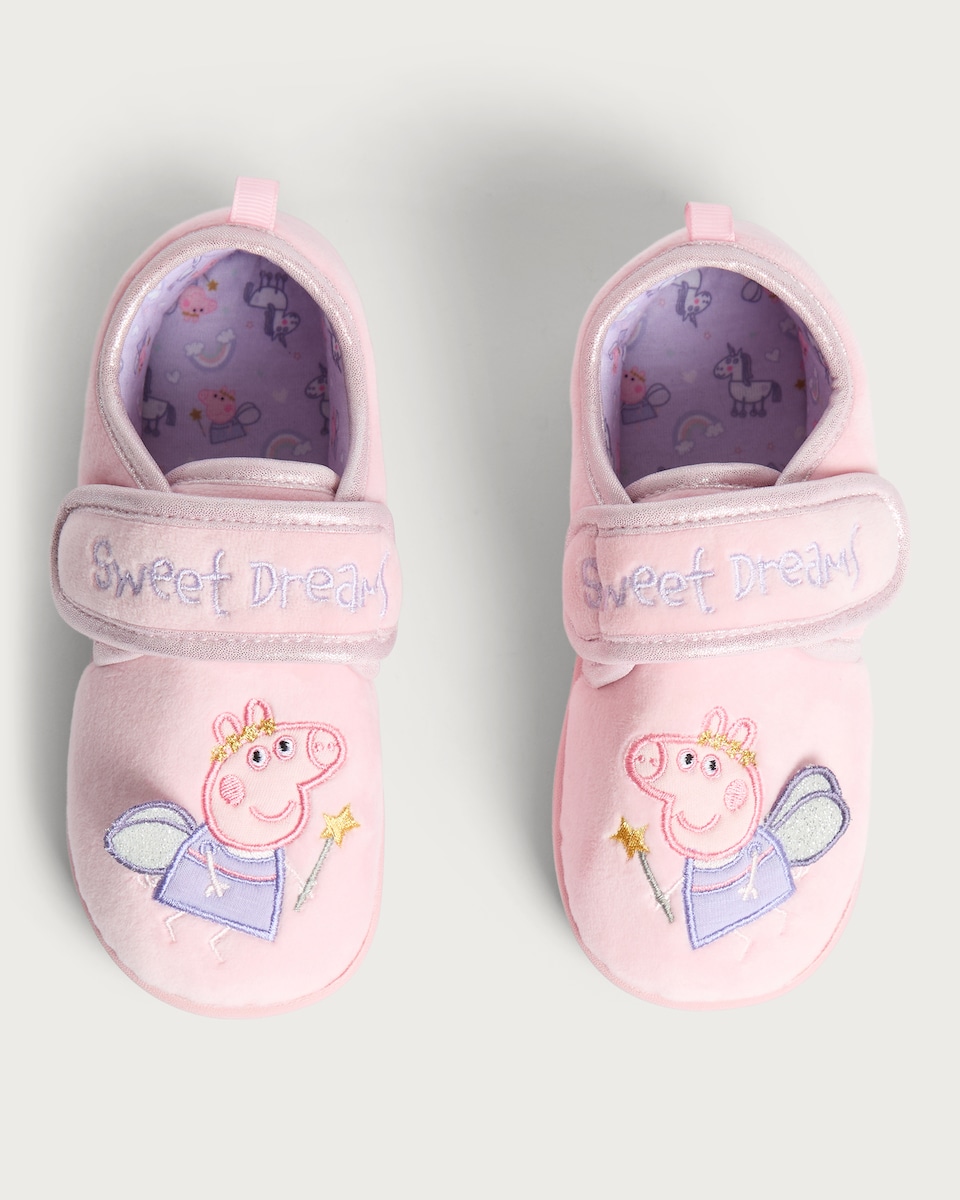 image 1 of Peppa Pig Sweet Dreams Embroidered Slippers in Pink