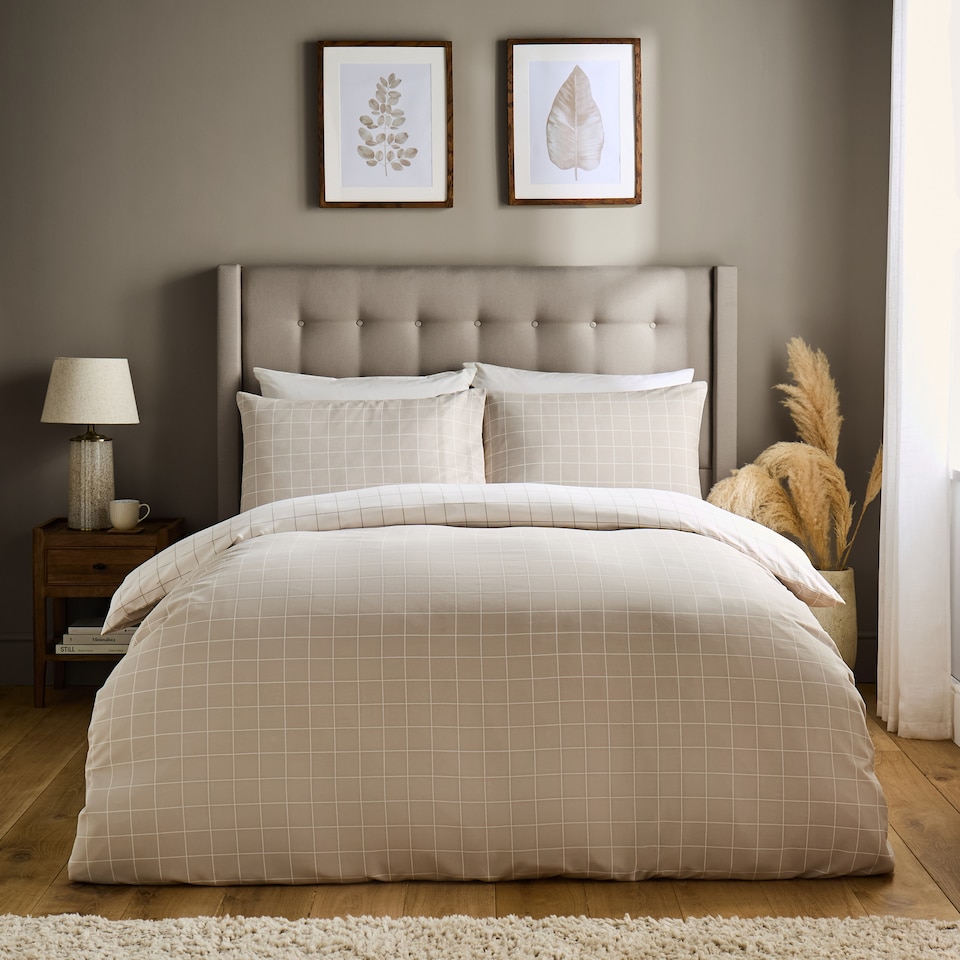 image 1 of Silentnight Love Sleep Neutral Grid Duvet Set Double