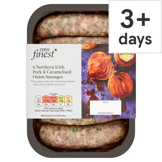 Ni Tesco Finest Pork & Onion Sausages 400G Tesco Groceries