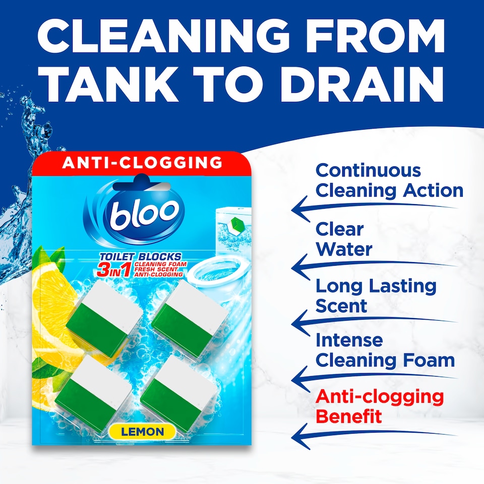 image 1 of Bloo Toilet Blocks - Lemon 4 x 50g (200g)