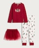 image 4 of F&F Girls 3-Piece Festive Mouse Print Pyjamas in Burgundy Multi