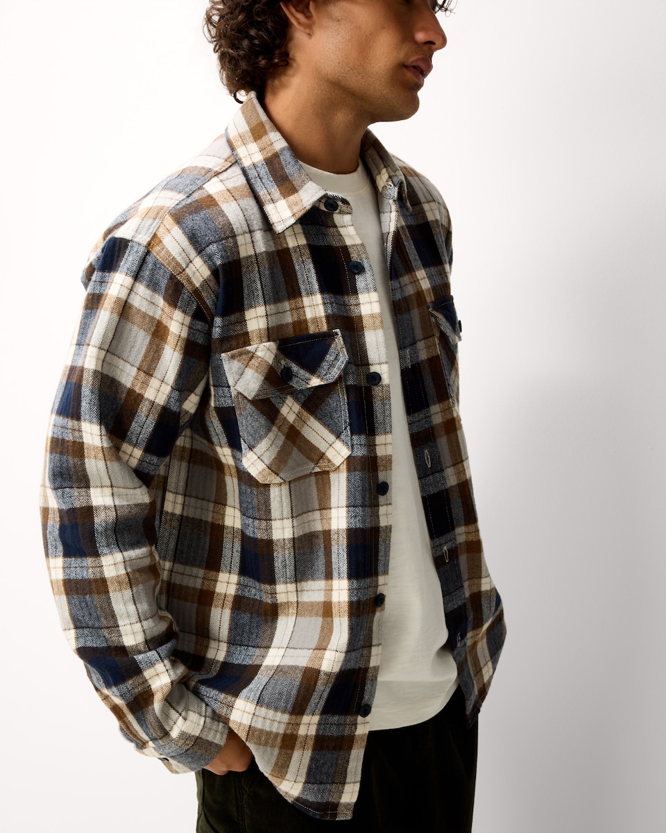 image 1 of RDA Pure Cotton Check Shirt in Blue