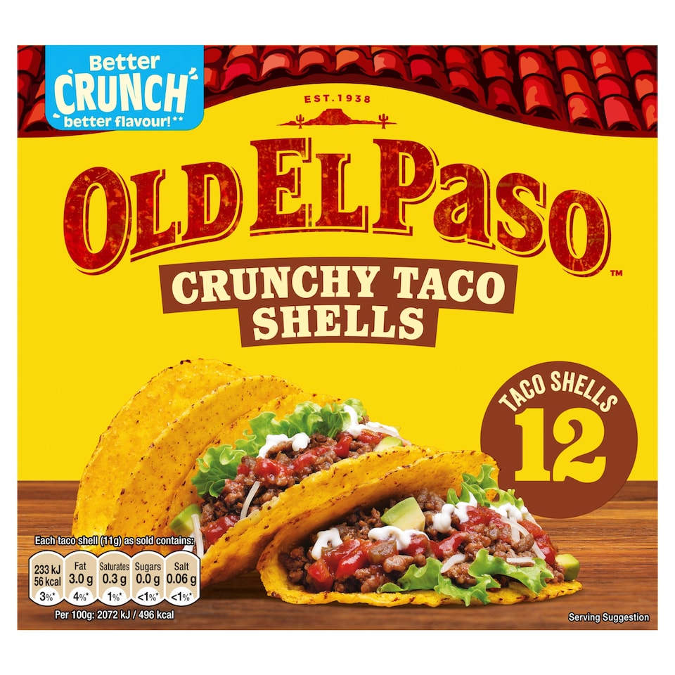 image 1 of Old El Paso Crunchy 12 Taco Shells 135g