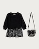 image 4 of F&F Girls Sequin Bow Dress and Matching Bag Set in Black