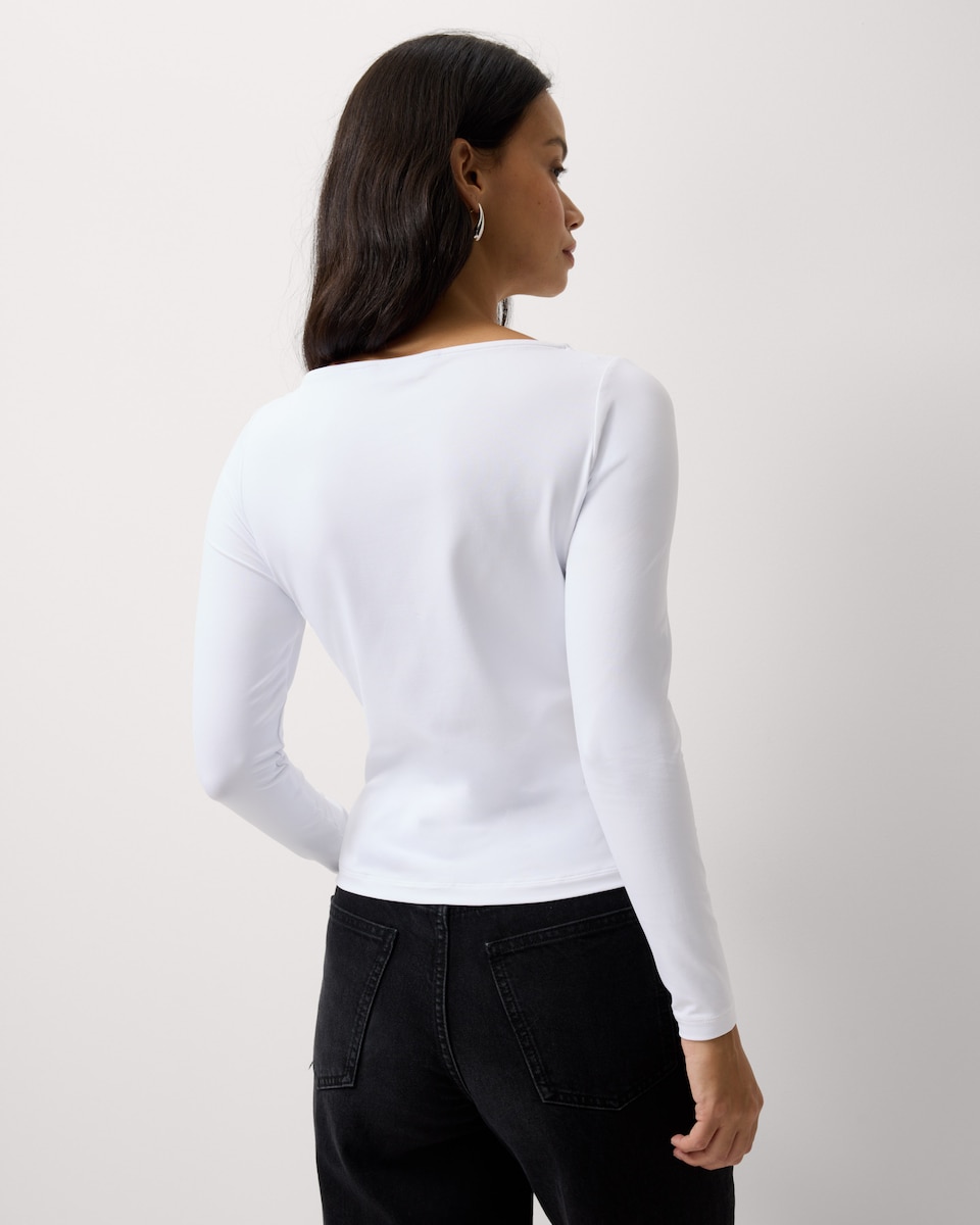 image 1 of F&F 2-Pack Polyamide Slash Neck Tops in Multi Black