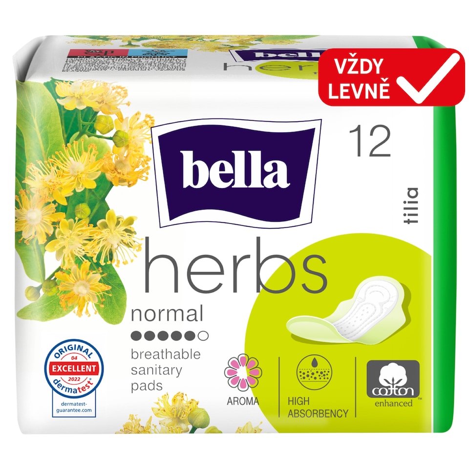 Bella Herbs Tilia Scented Sanitary Pads 12 pcs