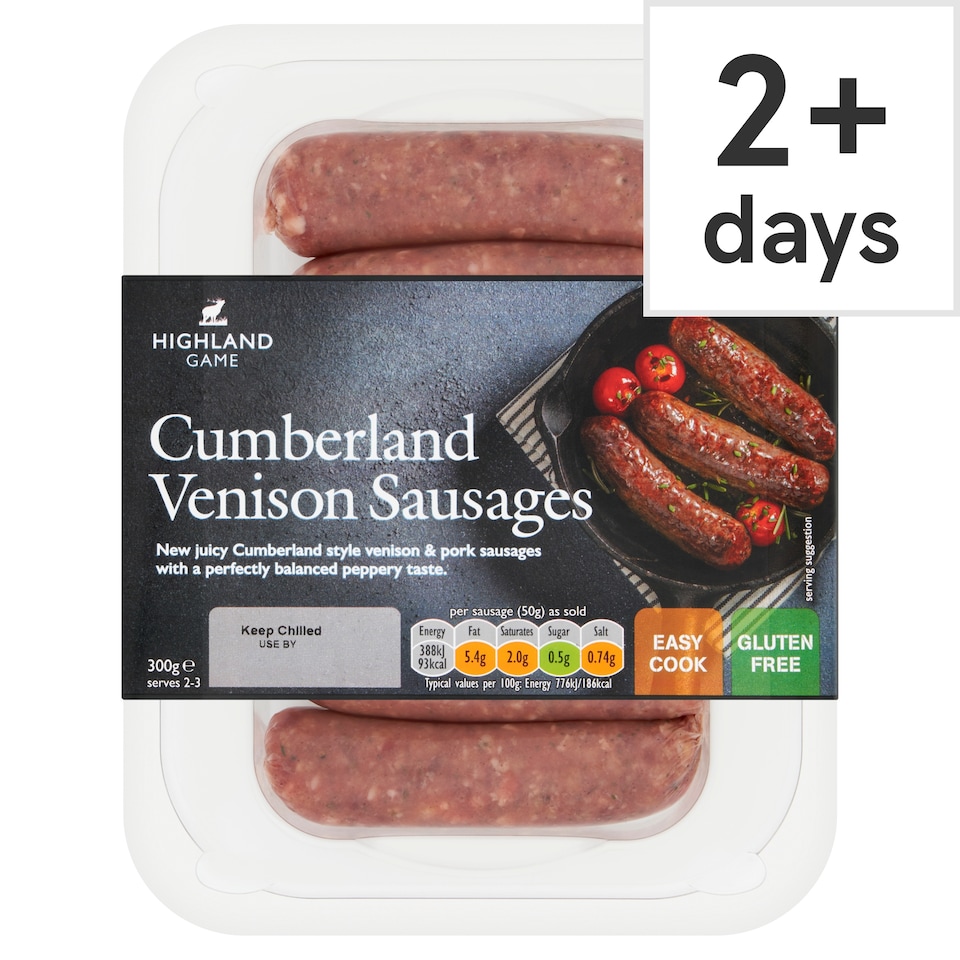 Highland Game Cumberland Venison Sausages 6 Pack 300G
