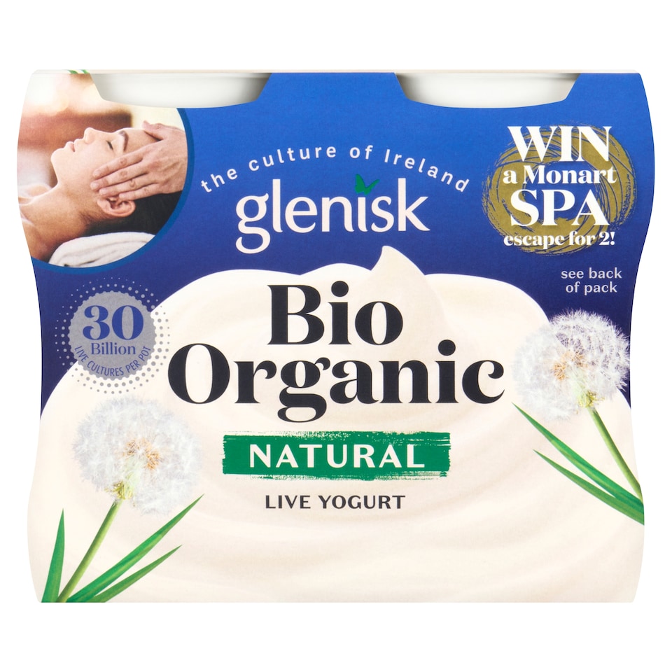 Glenisk Biological Organic Live Yoghurt Natural 4X125g