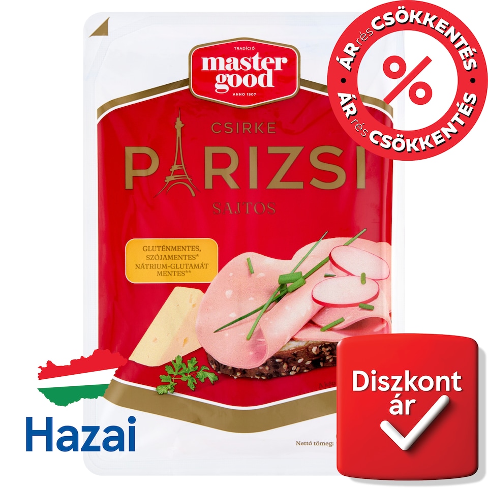 Master Good szeletelt sajtos csirke párizsi 90 g  1. kép