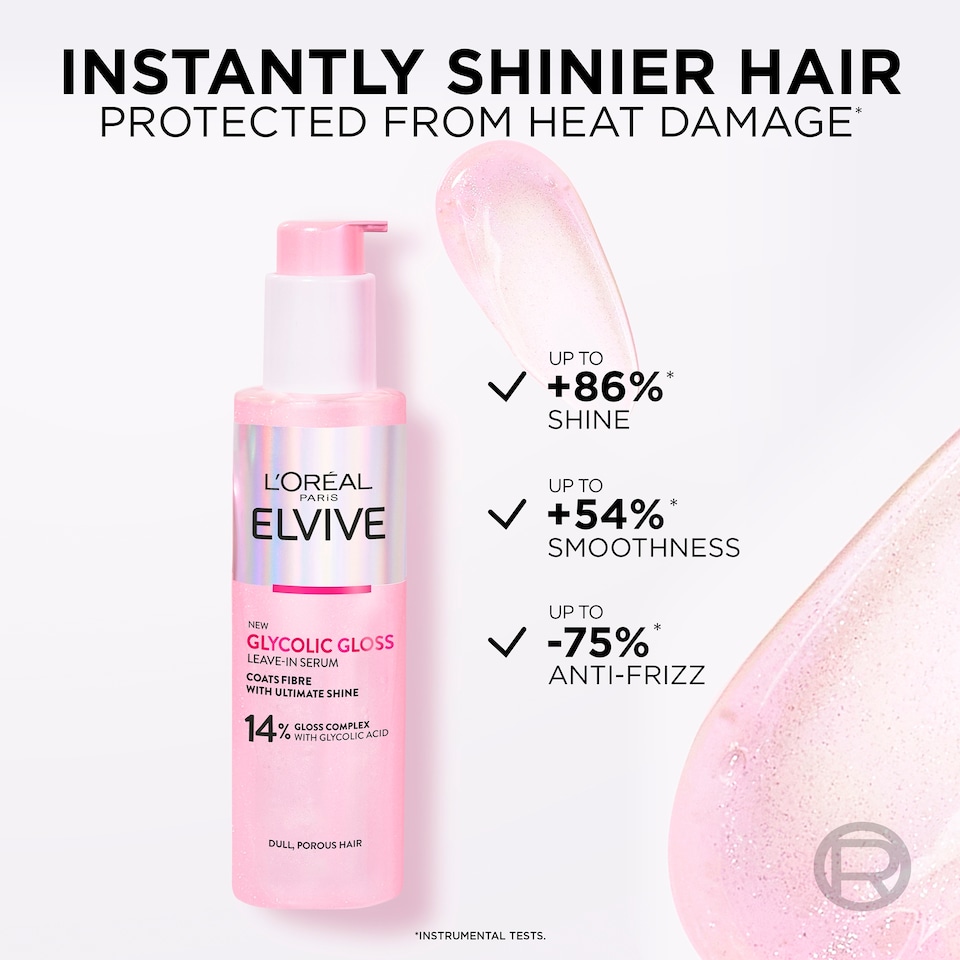 image 1 of L'Oreal Paris Elvive Glycolic Gloss Leave-In Serum 150ml