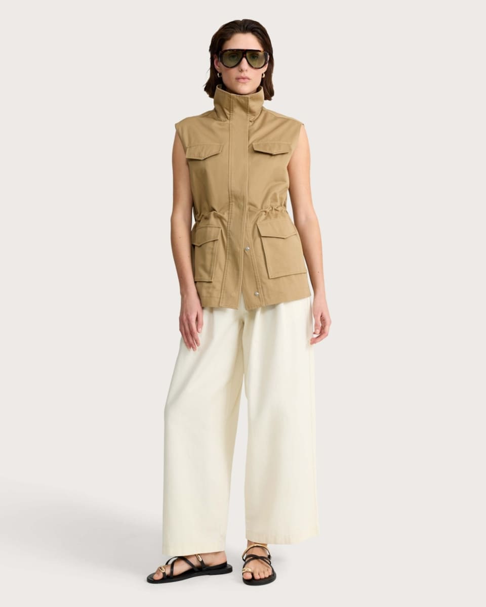 image 1 of F&F Cinched Waist Utility Gilet in Neutral