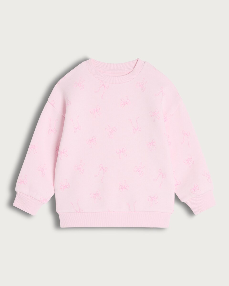 F&F Girls Cotton Rich Bow Print Sweatshirt in Pink