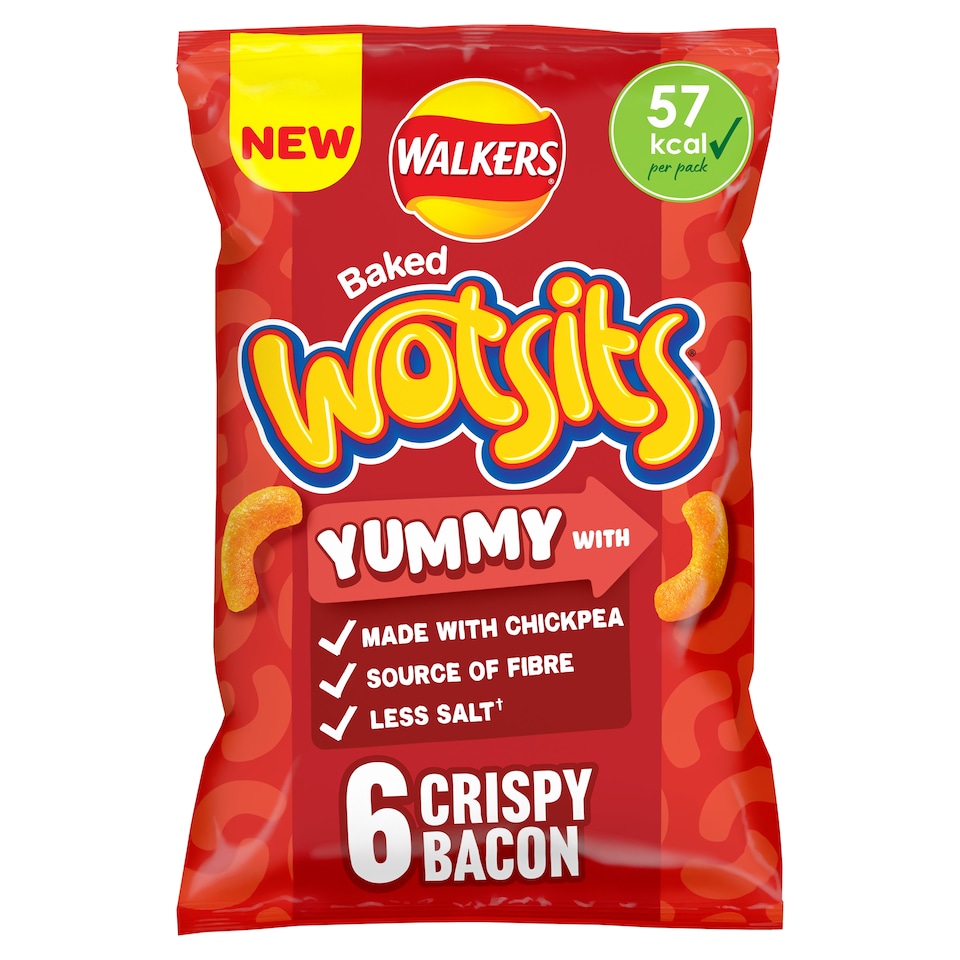 image 1 of Walkers Wotsits Crispy Bacon Flavour Crisps 6 x 12g