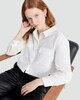 image 2 of F&F Pure Cotton Cropped Pocket Front Button Up Shirt in White