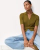 image 3 of F&F Knitted Short Sleeved Polo Shirt in Olive