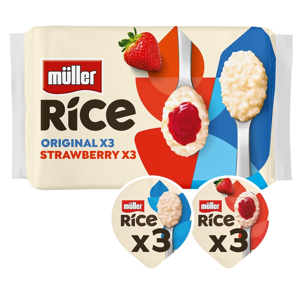 image 1 of Muller Rice Low Fat Dessert - Original & Strawberry 6 x 170g