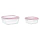 image 2 of Go Cook Klip Pink Glass Square Food Storage 450ml & 1100ml Twin Pack