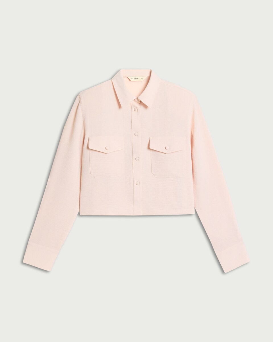 image 1 of F&F Long Sleeved Cropped Shirt in Pink