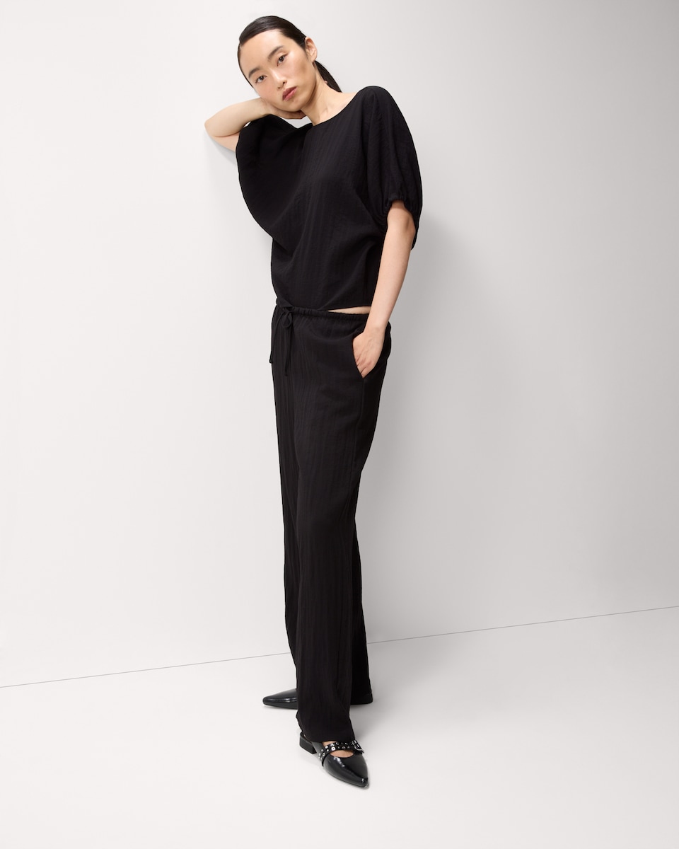 image 1 of F&F Textured Batwing Top in Black