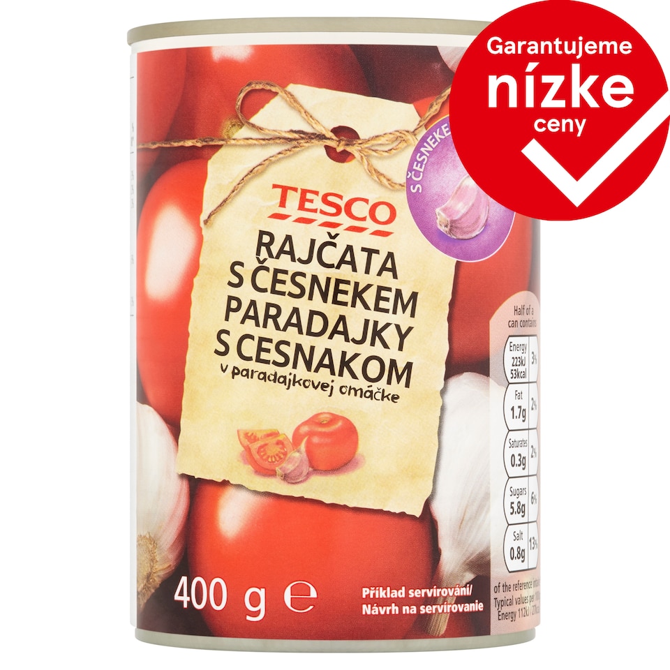 Tesco Paradajky s bazalkou v paradajkovej omáčke 400 g