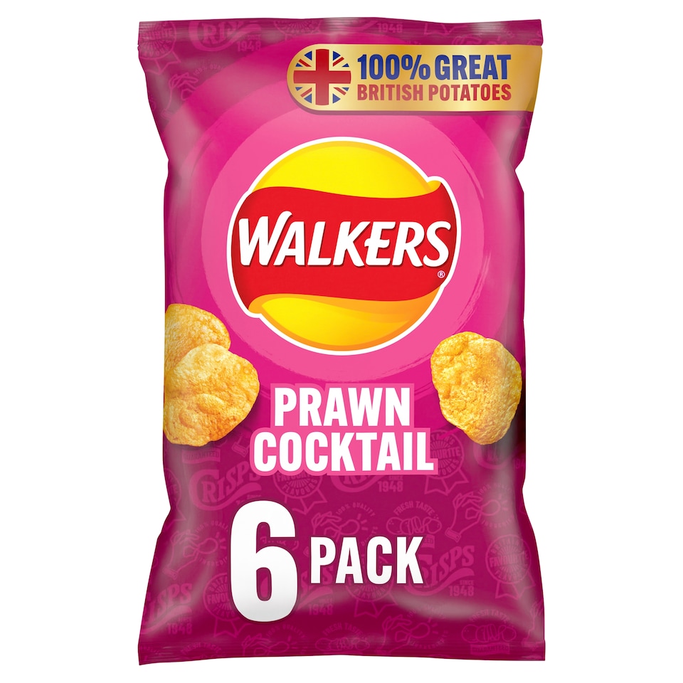 image 1 of Walkers Prawn Cocktail Multipack Crisps 6x25g