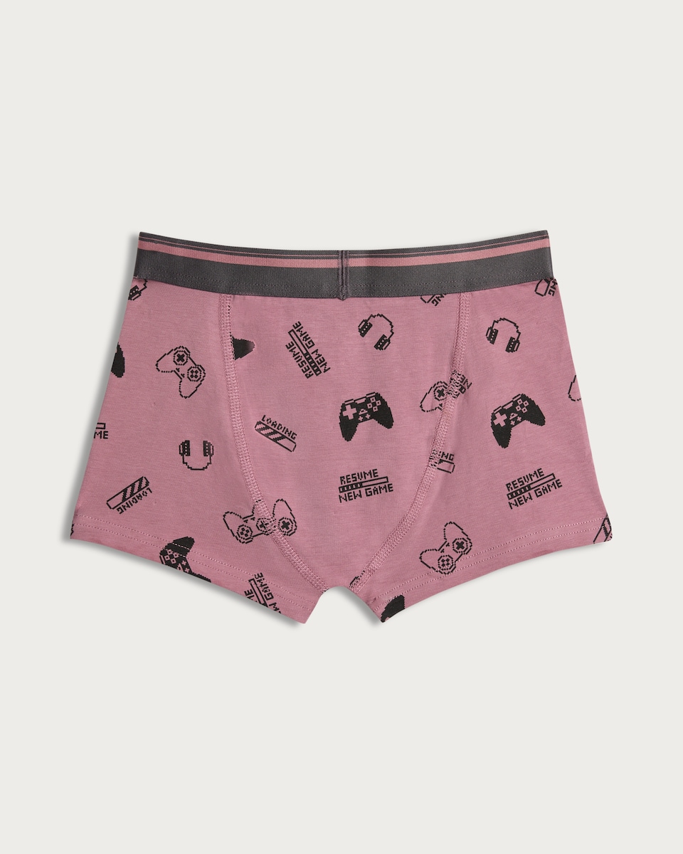 image 1 of F&F Boys 5-Pack Cotton Rich Gamer Print Trunks in Green Multi