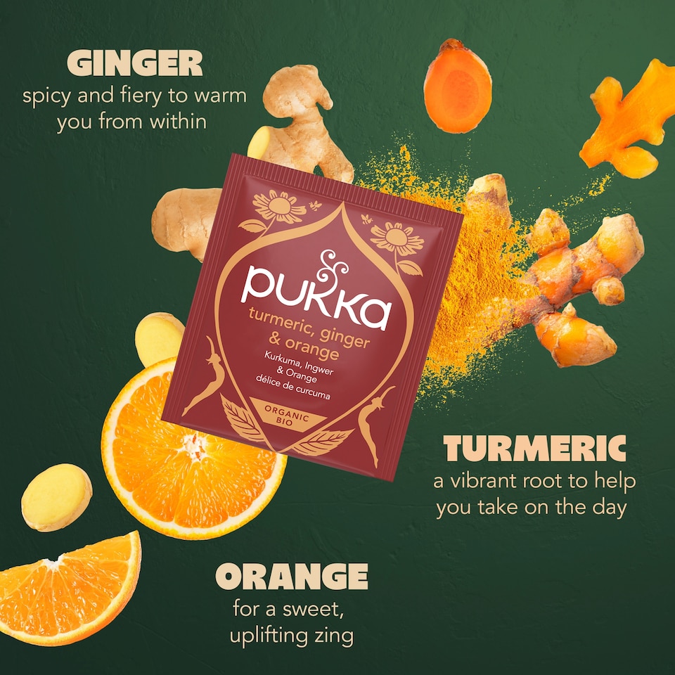 image 1 of Pukka Organic Turmeric, Ginger & Orange Tea 20 Herbal Tea Bags 36g